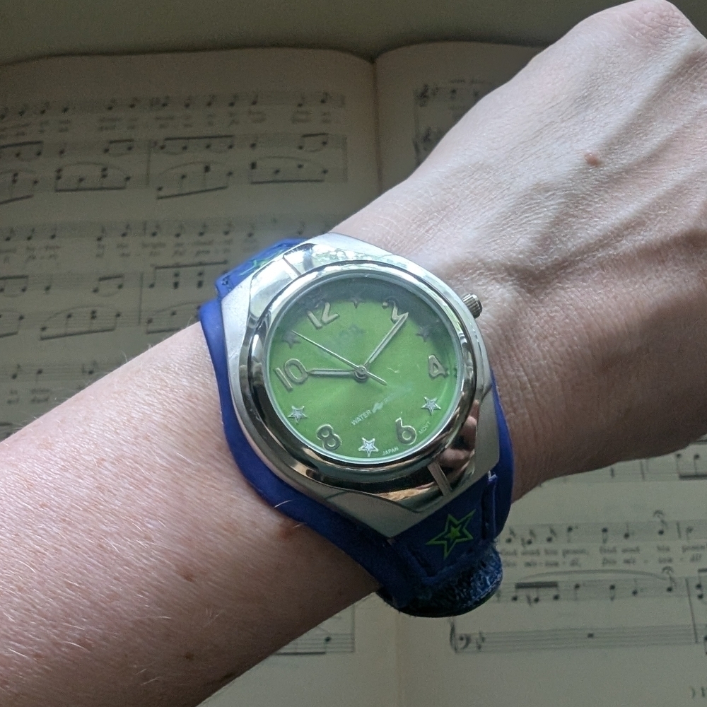 Mudd Sport Blue and Green Watch With Velcro Strap